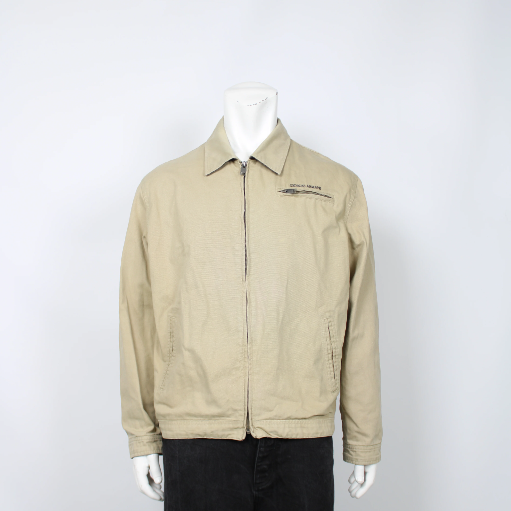 Giorgio Armani Beige Zip-Up Jacket Size L