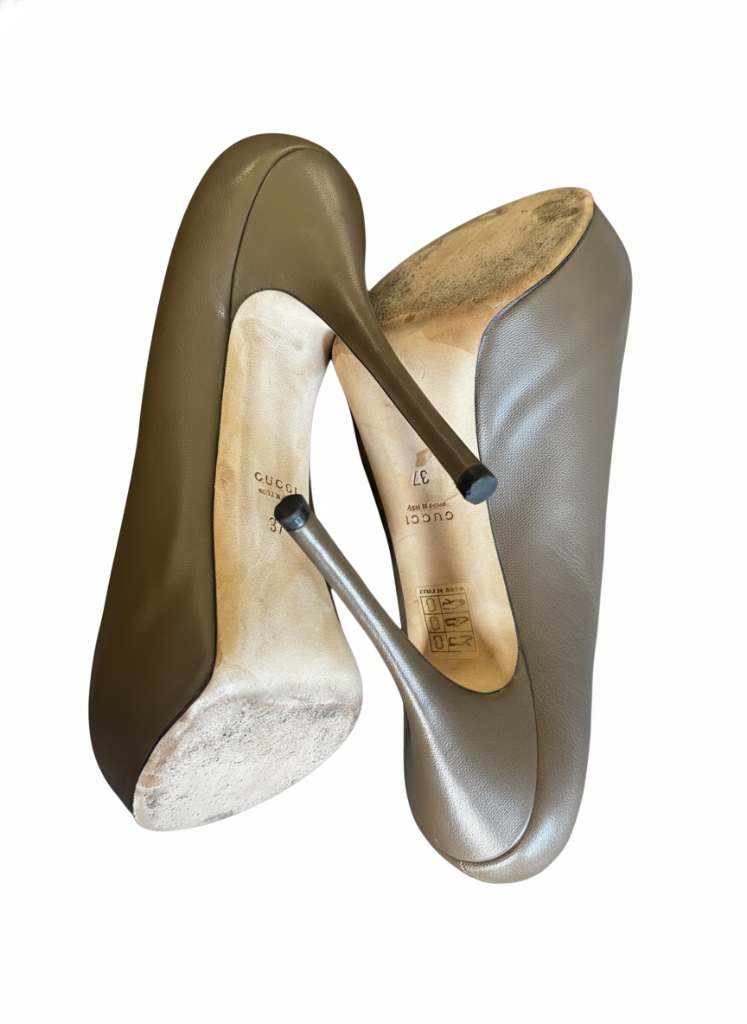 Gucci Gucci Designer High Heels Open Toe Platform Pump Nappa Leather