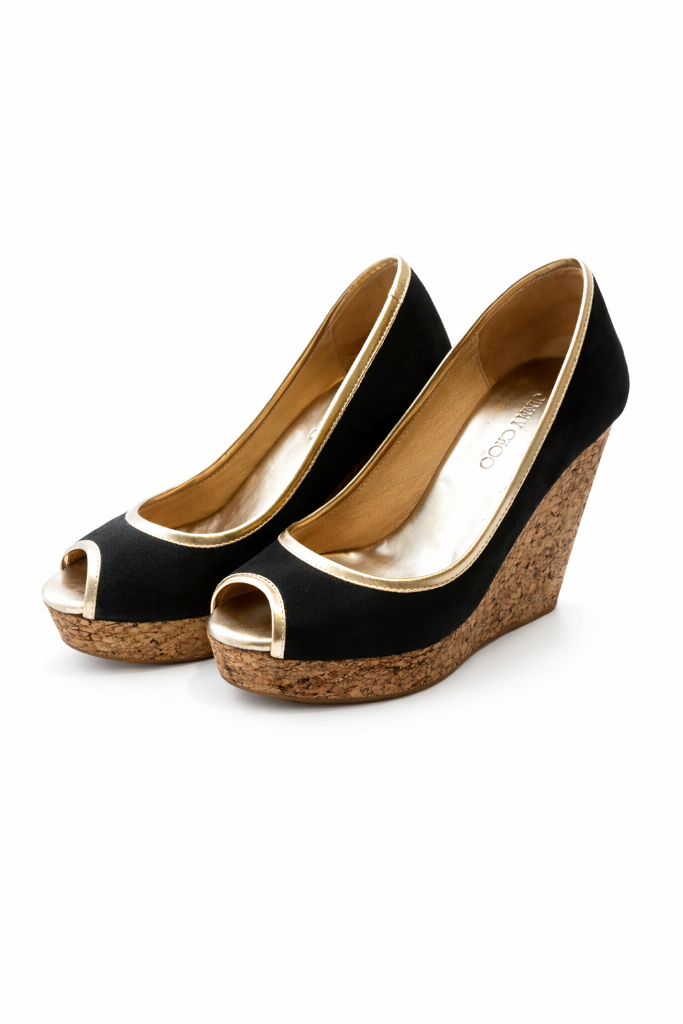 Jimmy Choo Papina Cork Wedge Peep Toe Pumps