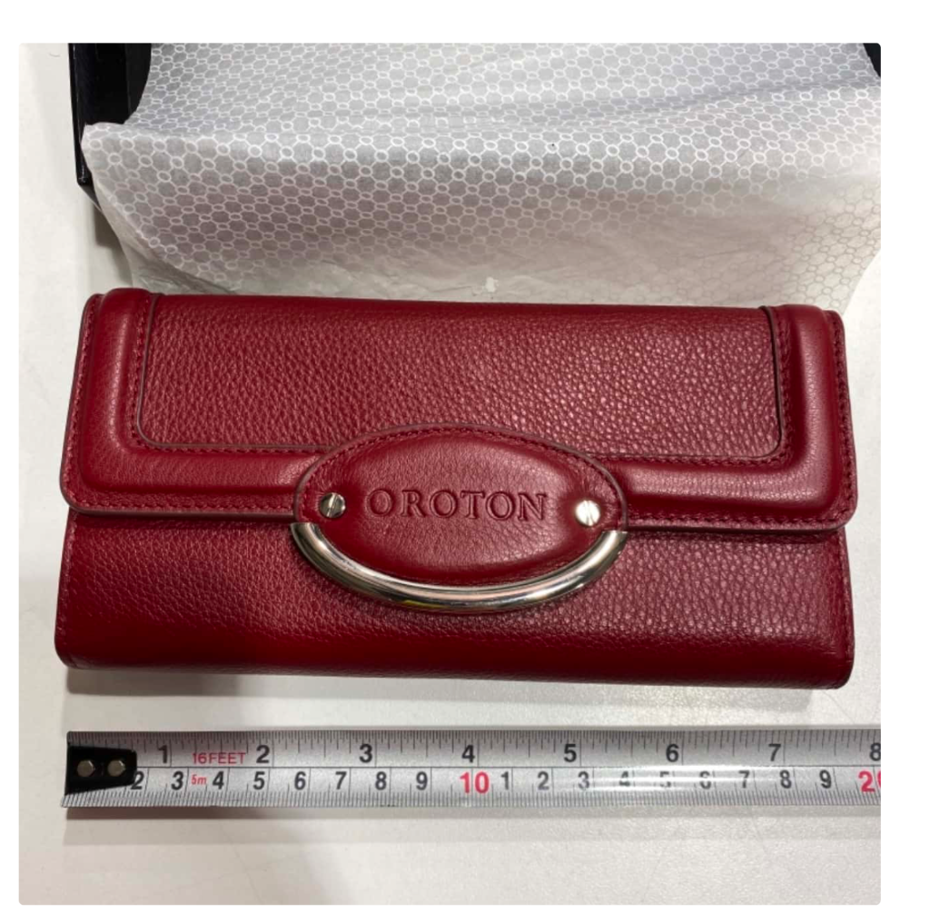 Oroton Womens Wallet Red / Silver Lirio Slim Clutch Wallet