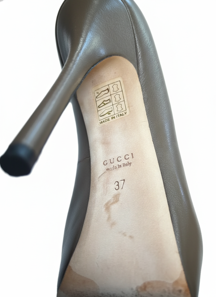 Gucci Gucci Designer High Heels Open Toe Platform Pump Nappa Leather