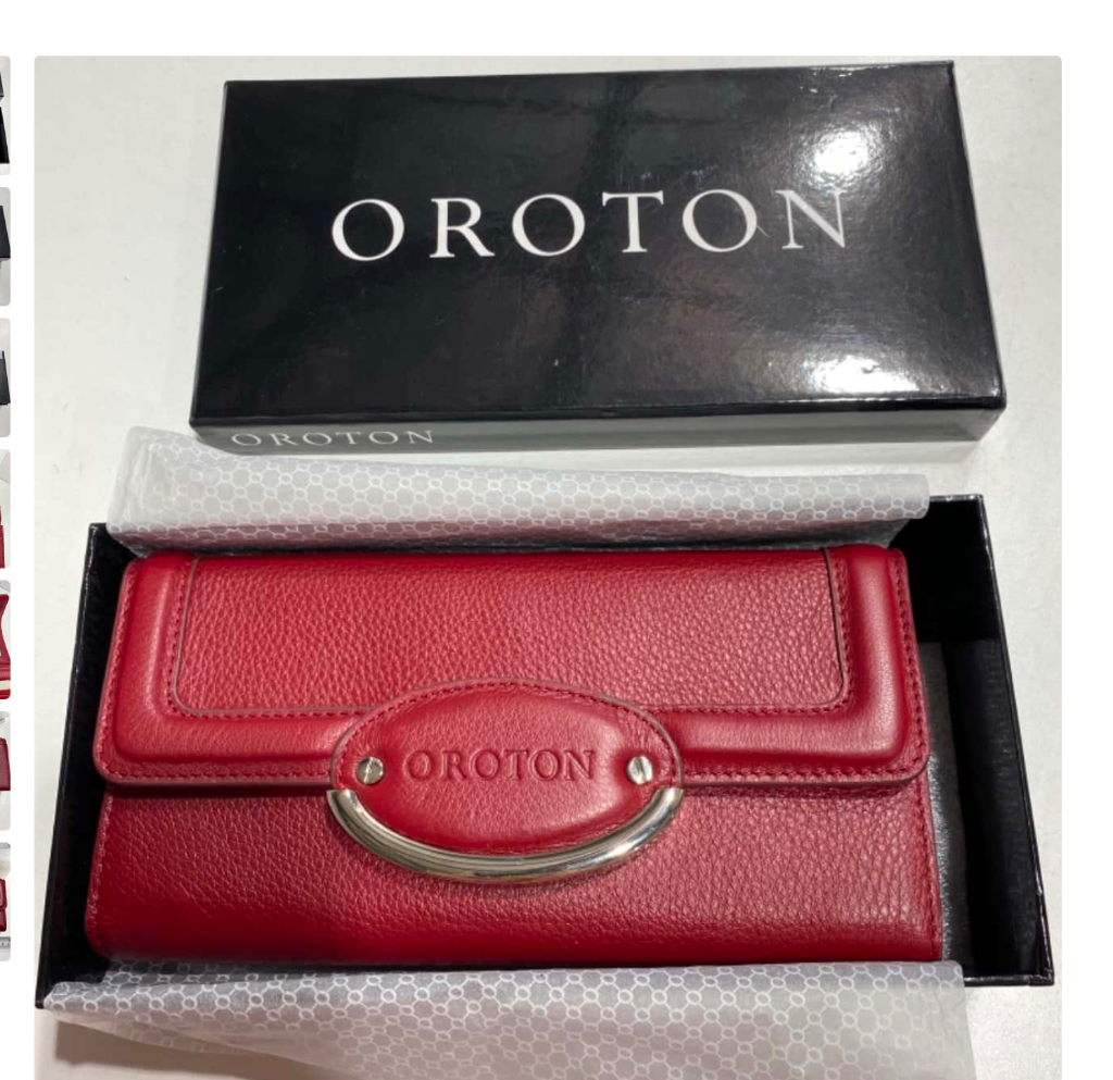 Oroton Womens Wallet Red / Silver Lirio Slim Clutch Wallet