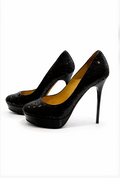 Jimmy Choo Cosmic Black Sequin Patent Leather Platform Pumps