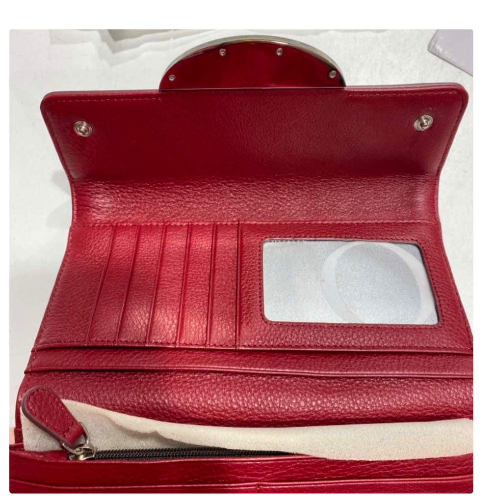 Oroton Womens Wallet Red / Silver Lirio Slim Clutch Wallet